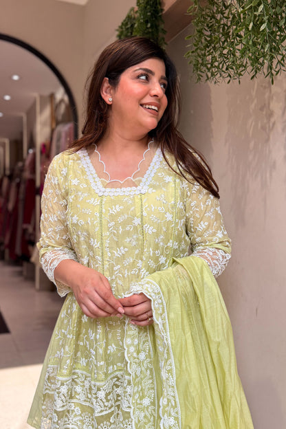 Ishmira Schiffli Short Anarkali Suit Set