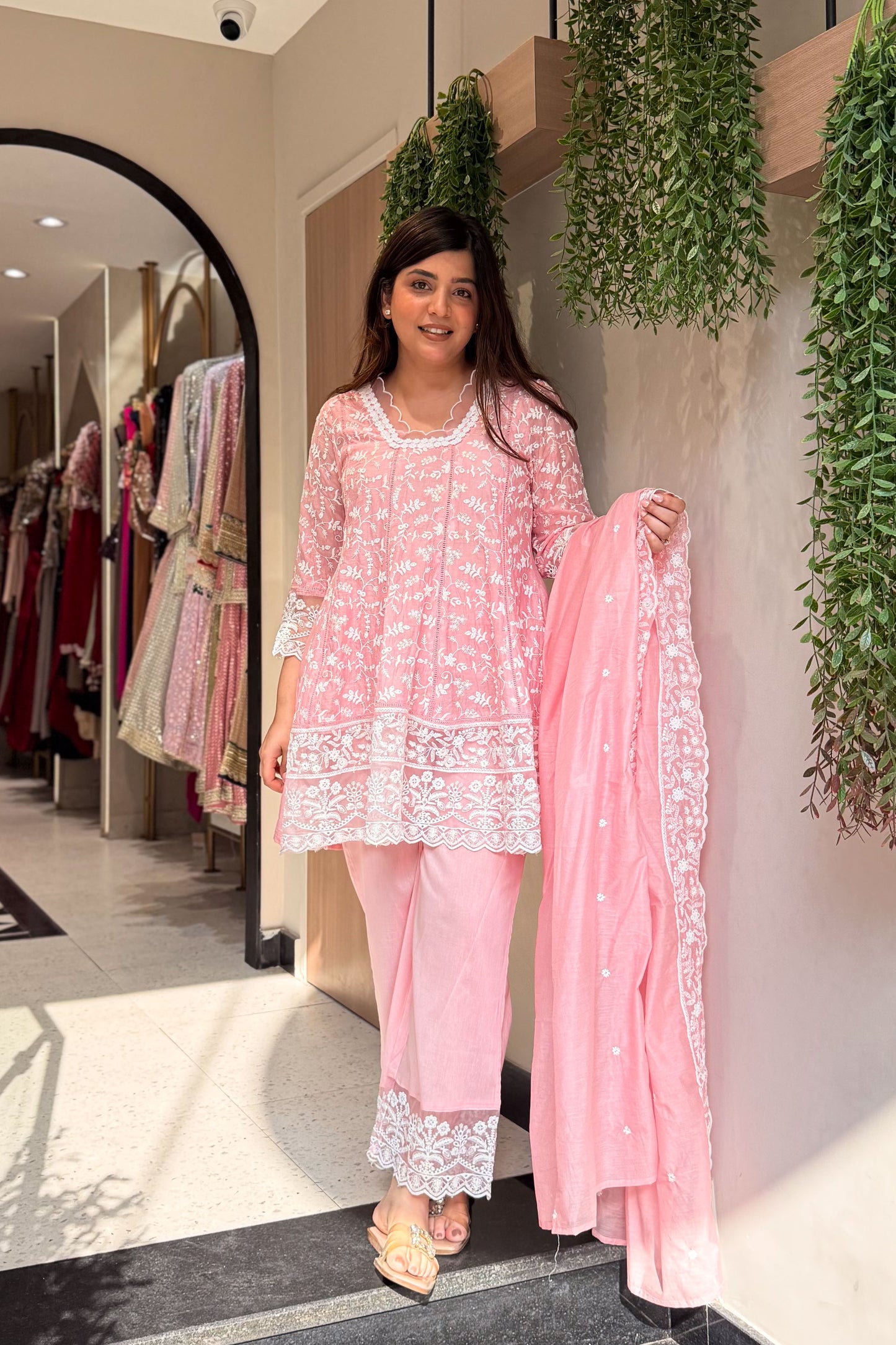 Ishmira Schiffli Short Anarkali Suit Set