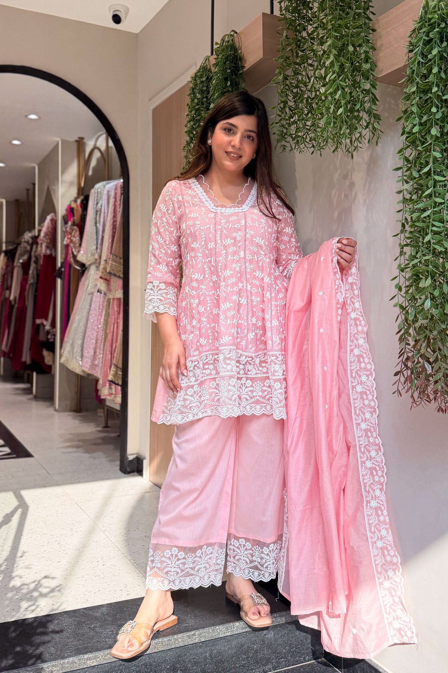 Ishmira Schiffli Short Anarkali Suit Set