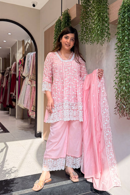 Ishmira Schiffli Short Anarkali Suit Set