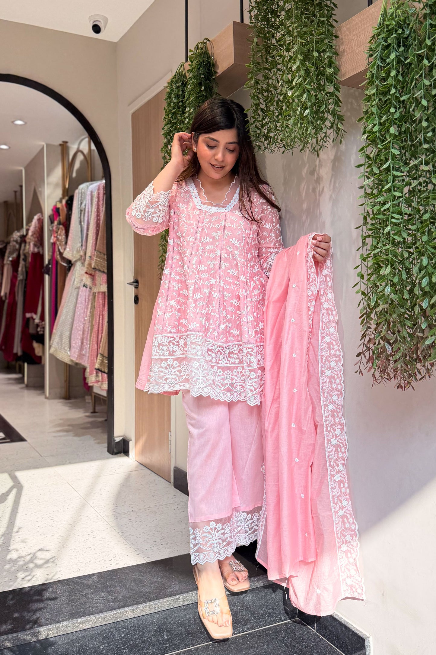 Ishmira Schiffli Short Anarkali Suit Set