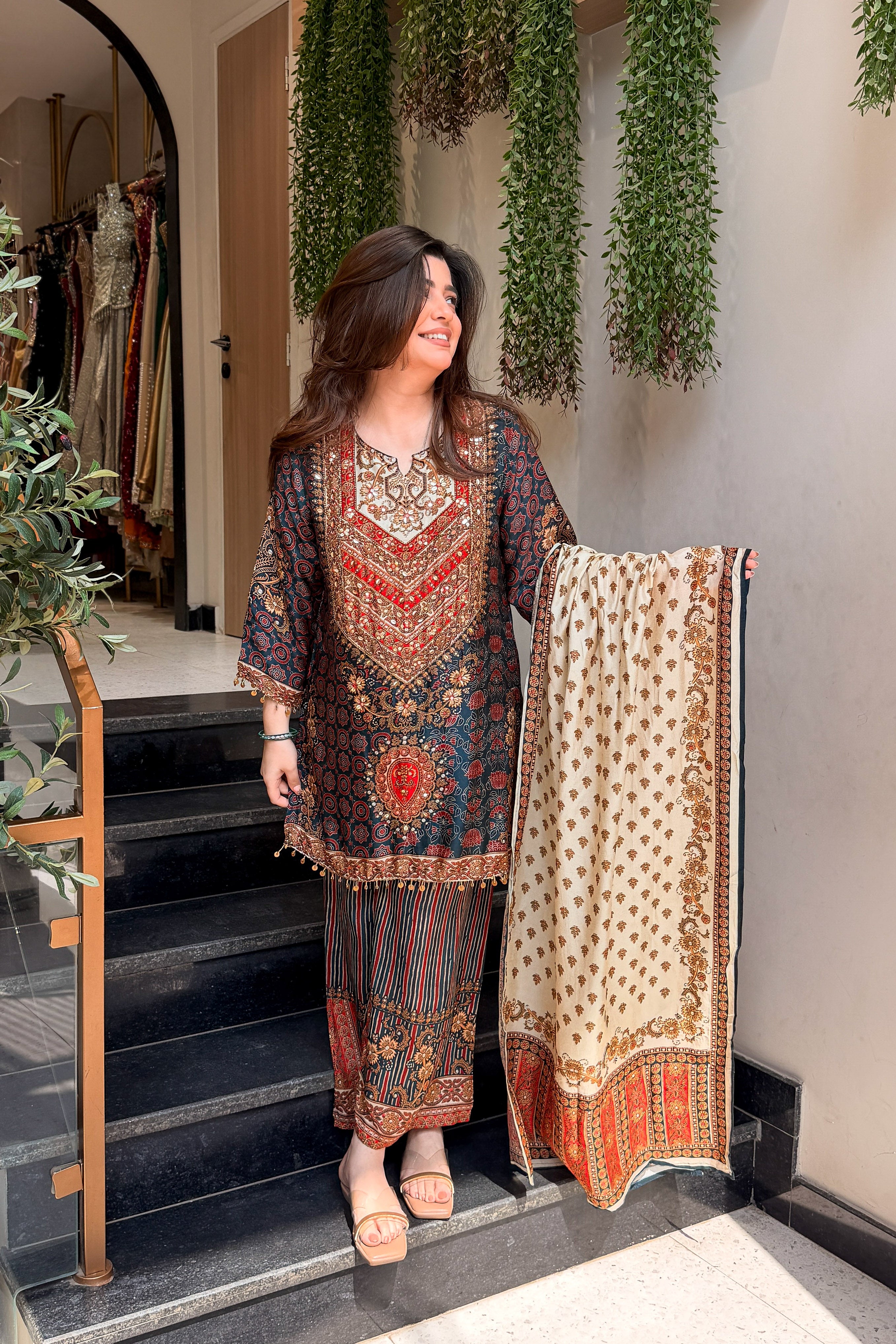 Saavya Printed Embroidered Suit Set