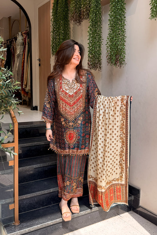 Saavya Printed Embroidered Suit Set