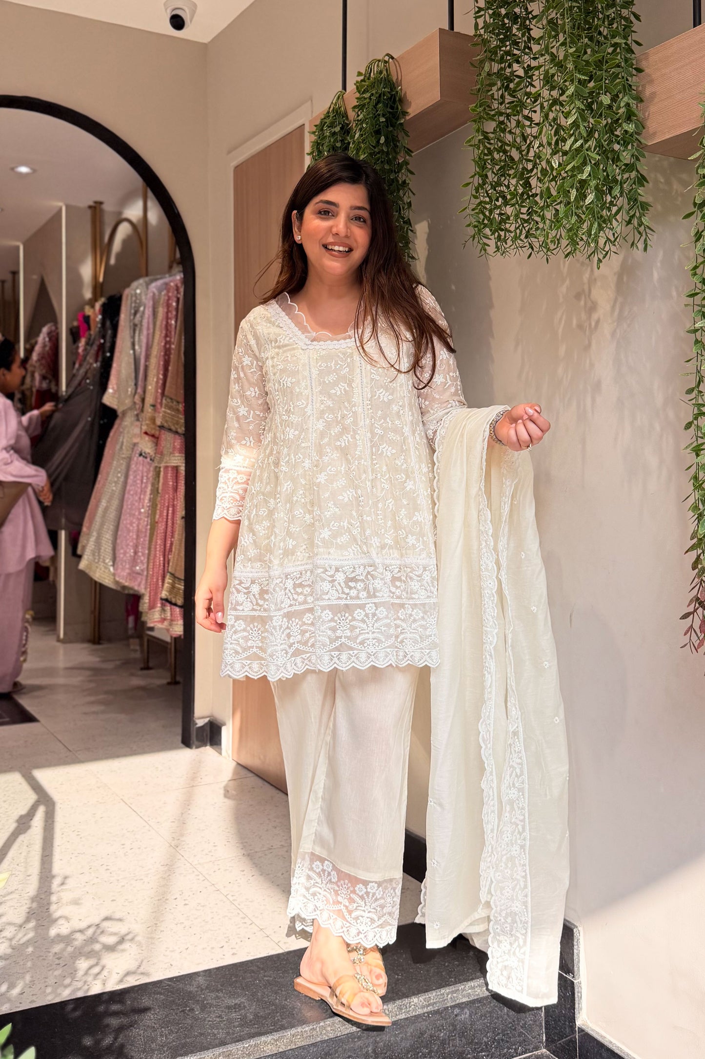 Ishmira Schiffli Short Anarkali Suit Set