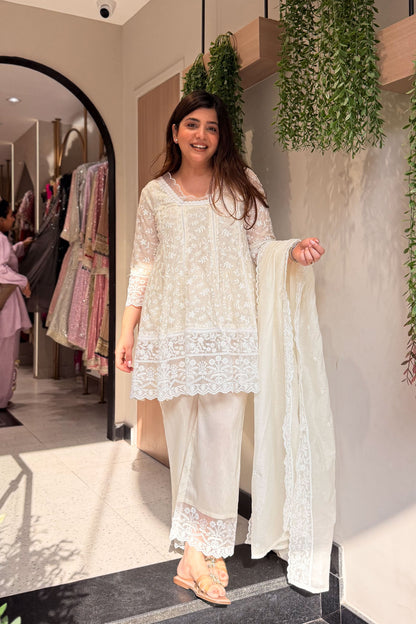 Ishmira Schiffli Short Anarkali Suit Set