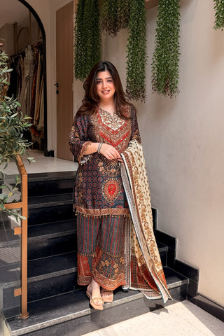 Saavya Printed Embroidered Suit Set