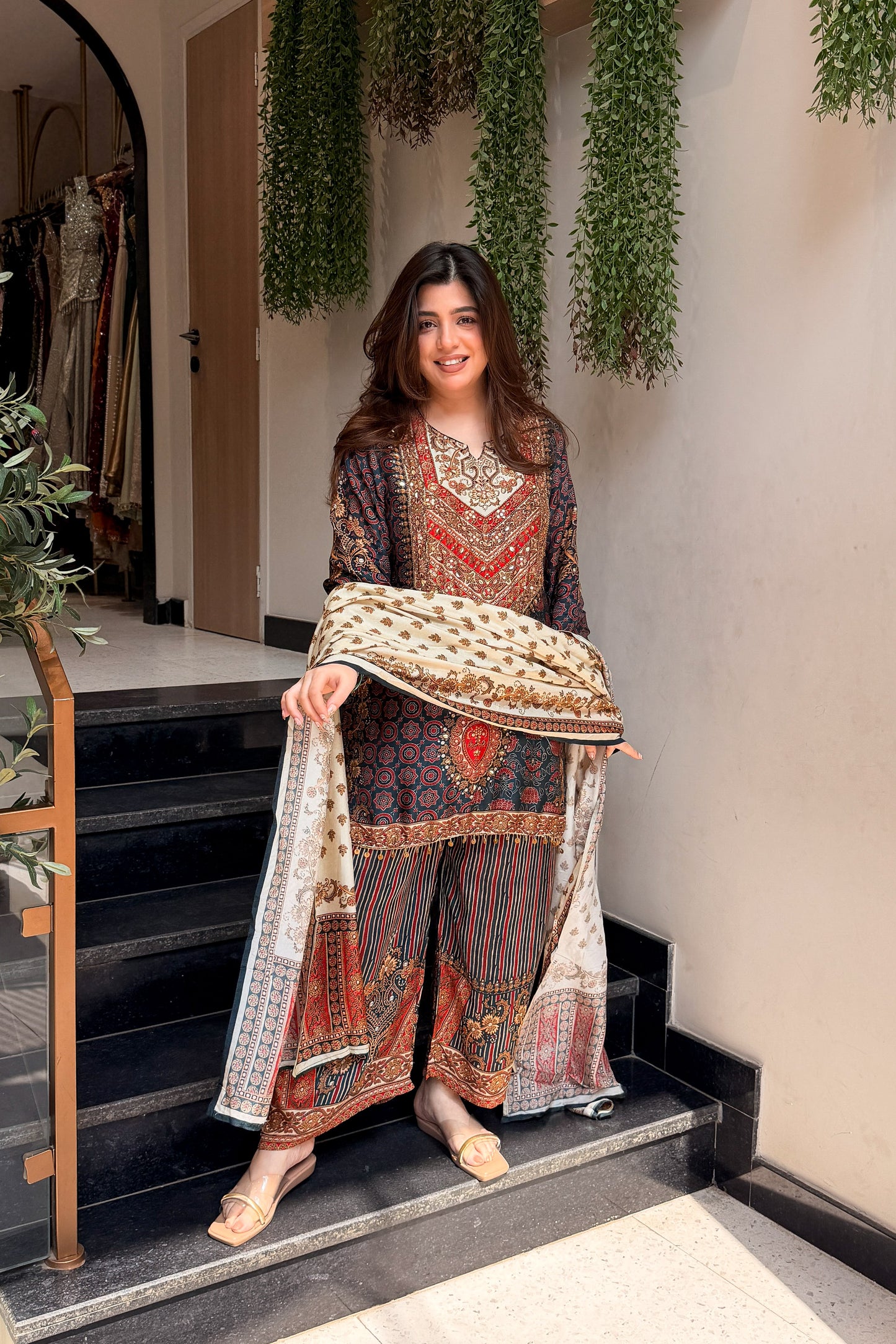 Saavya Printed Embroidered Suit Set