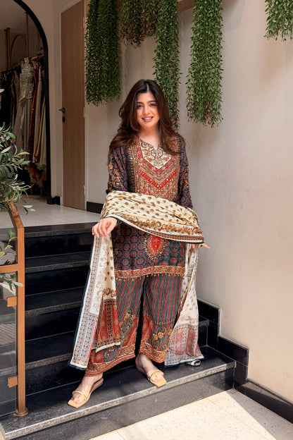 Saavya Printed Embroidered Suit Set