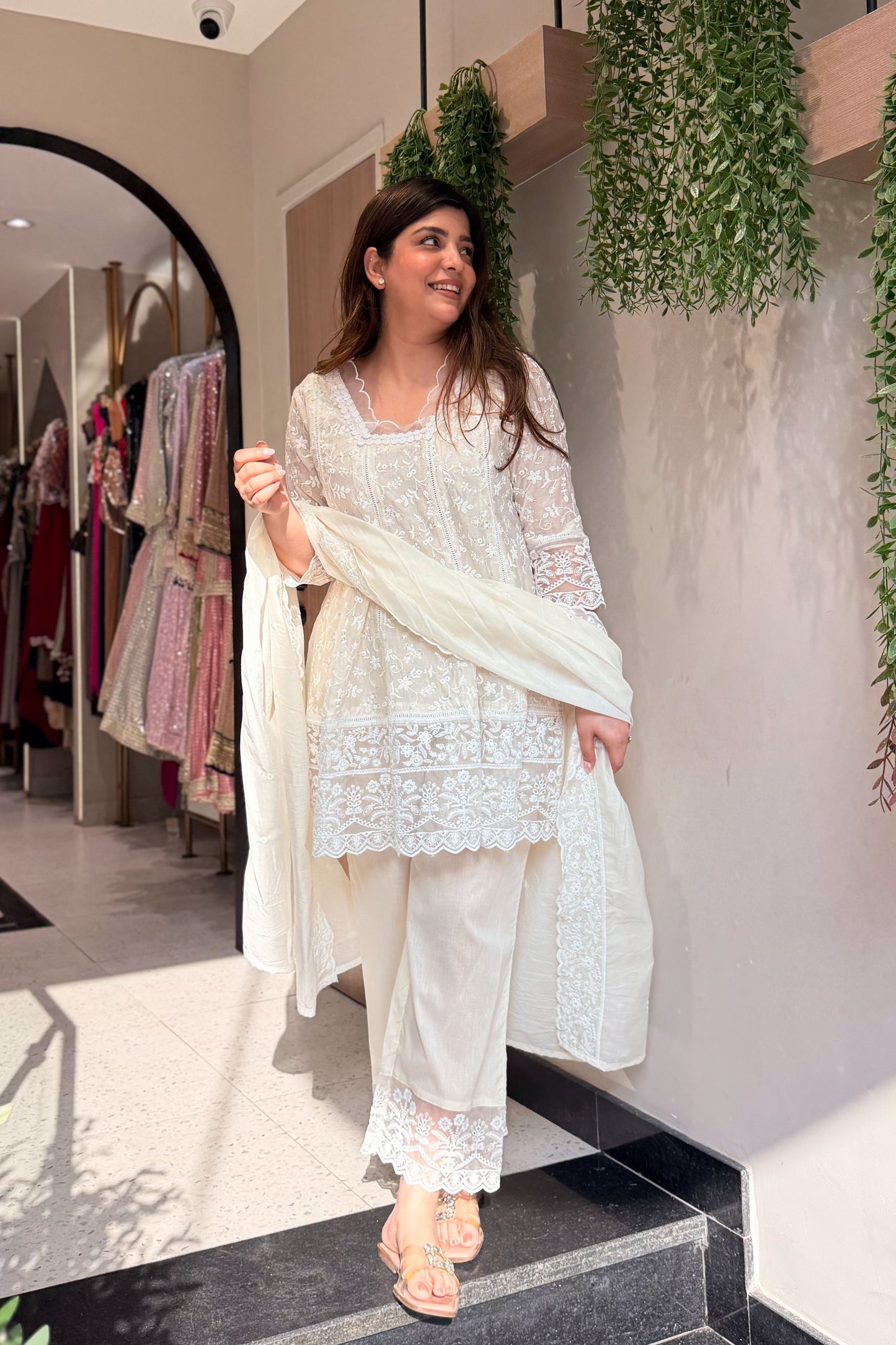 Ishmira Schiffli Short Anarkali Suit Set