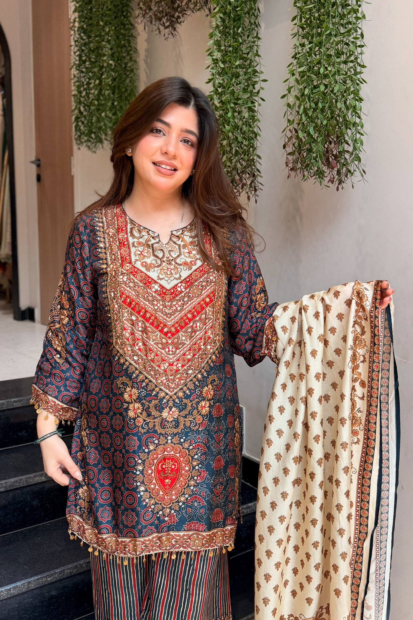 Saavya Printed Embroidered Suit Set