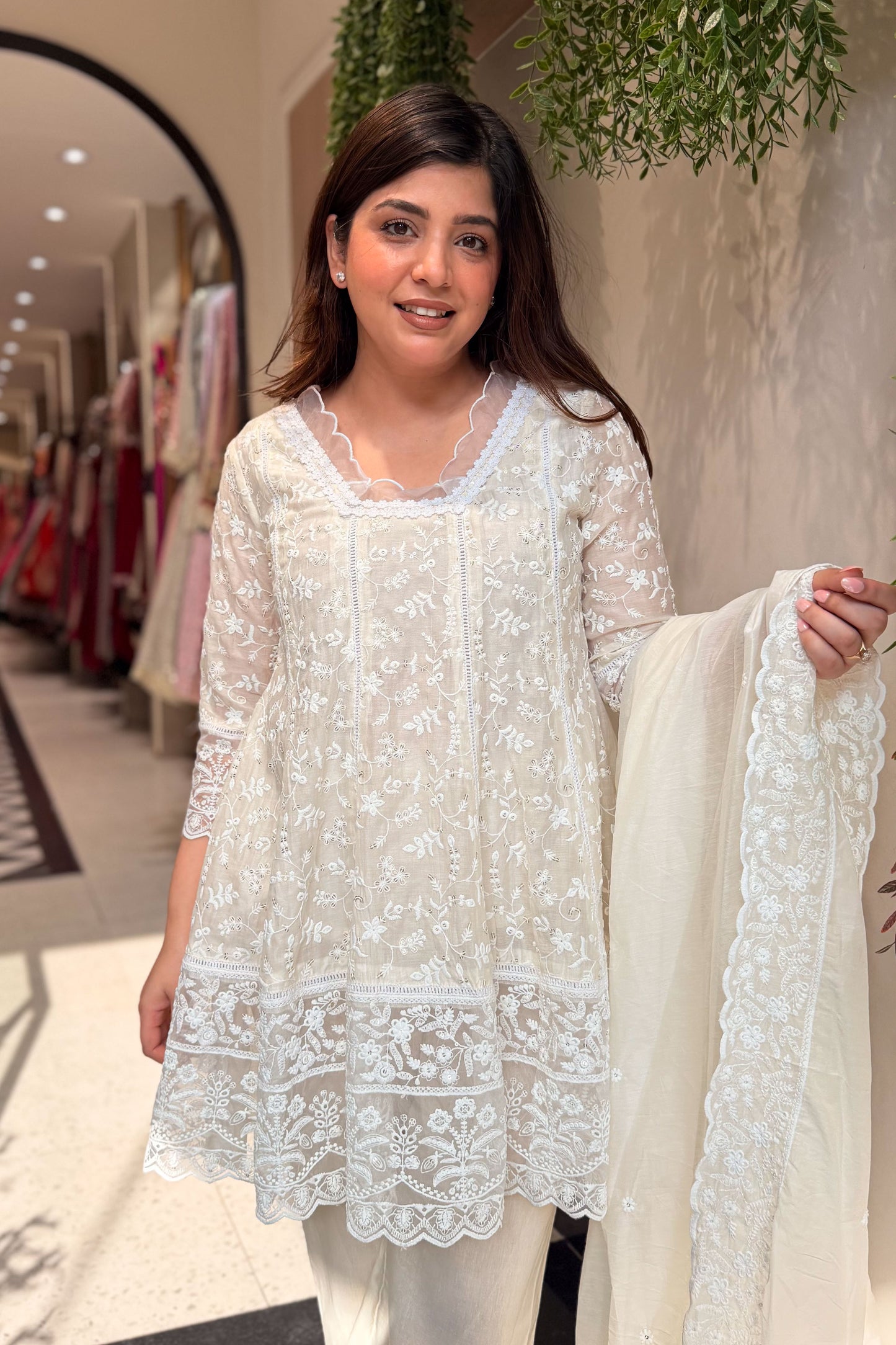 Ishmira Schiffli Short Anarkali Suit Set