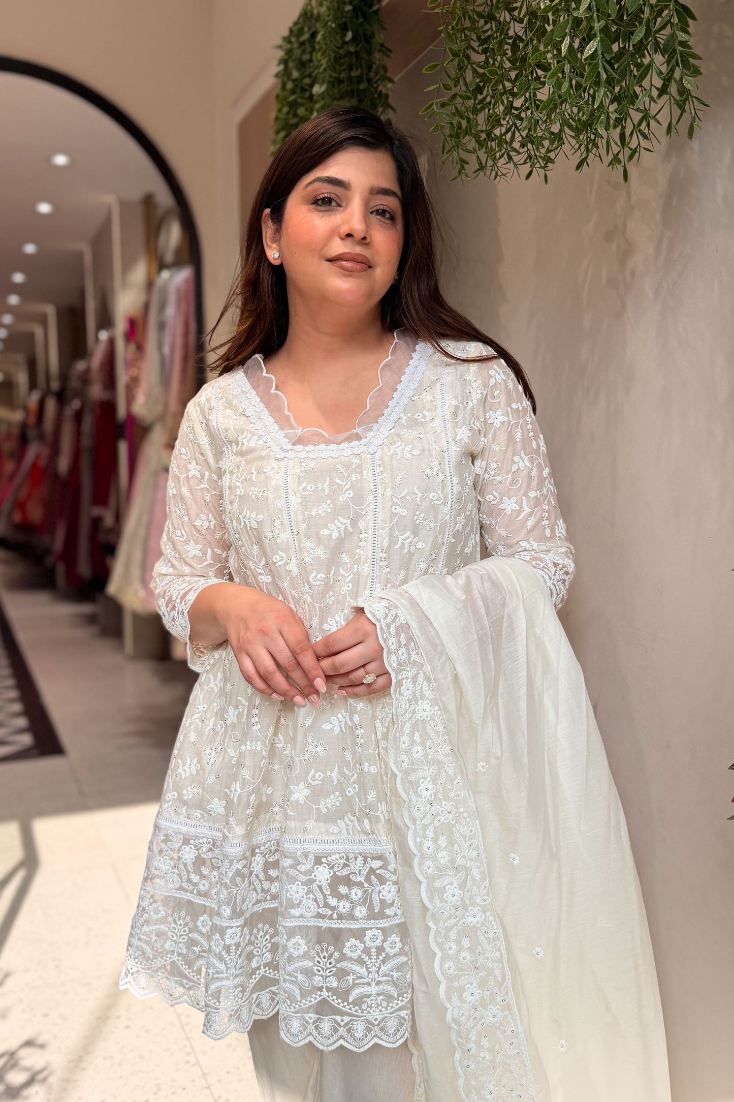 Ishmira Schiffli Short Anarkali Suit Set