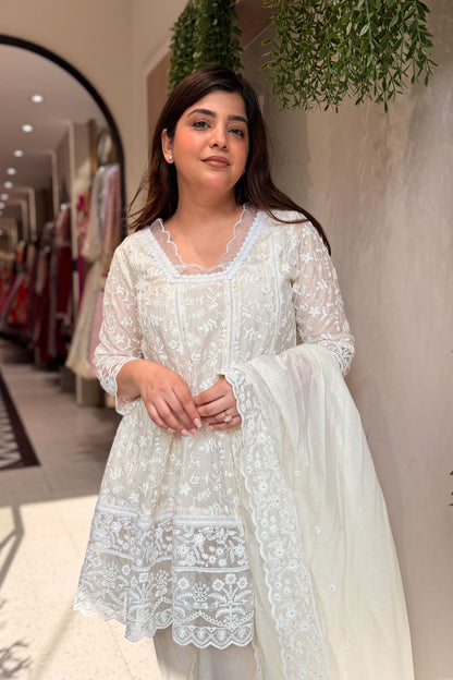 Ishmira Schiffli Short Anarkali Suit Set