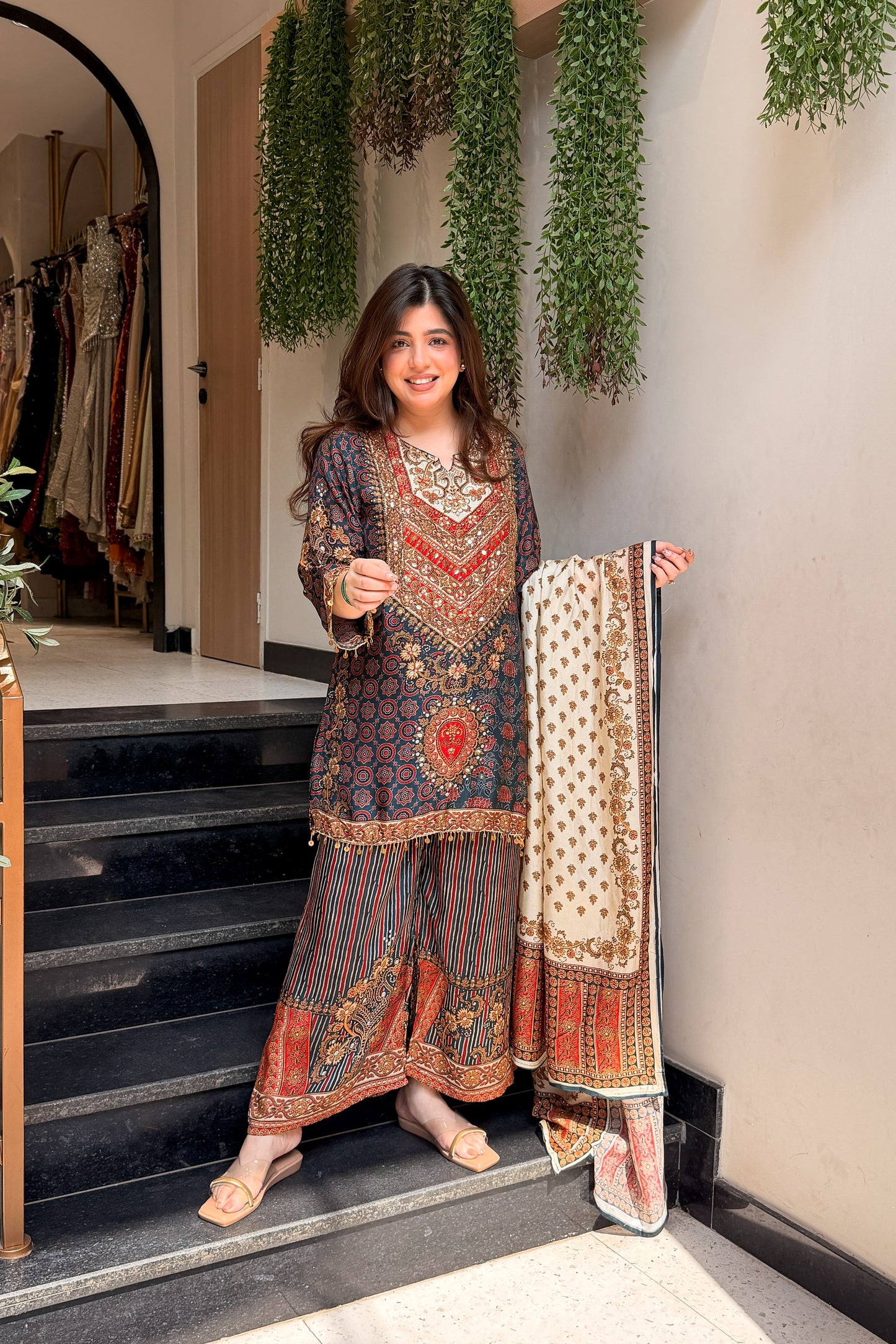 Saavya Printed Embroidered Suit Set