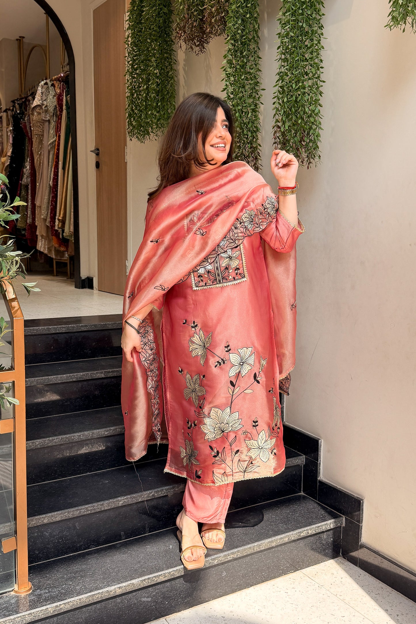 Advira Floral Embroidered Suit Set