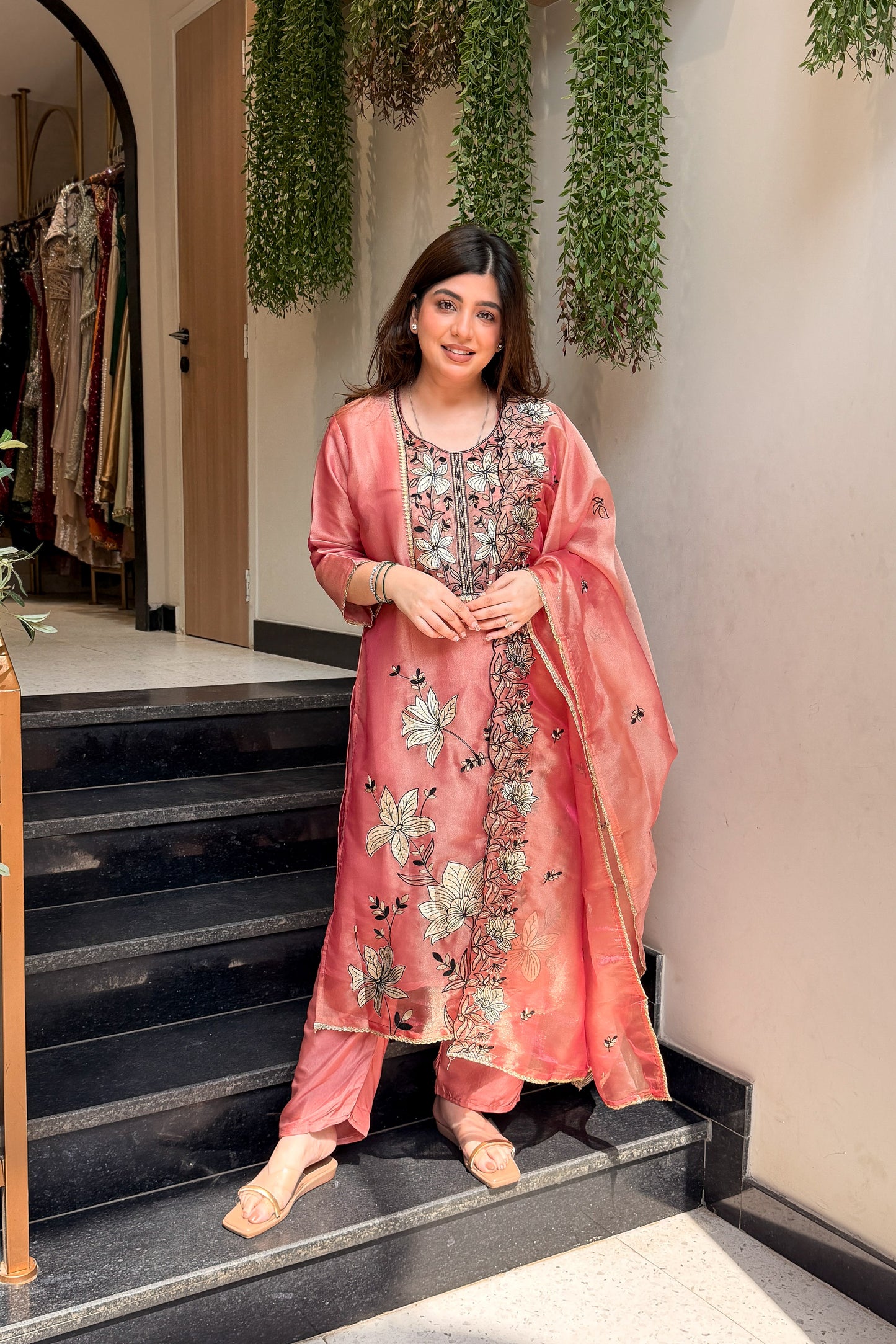 Advira Floral Embroidered Suit Set