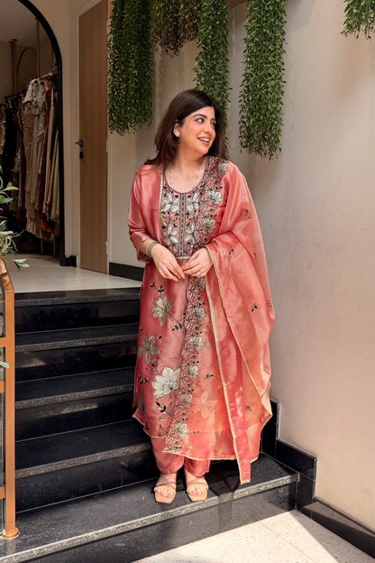 Advira Floral Embroidered Suit Set