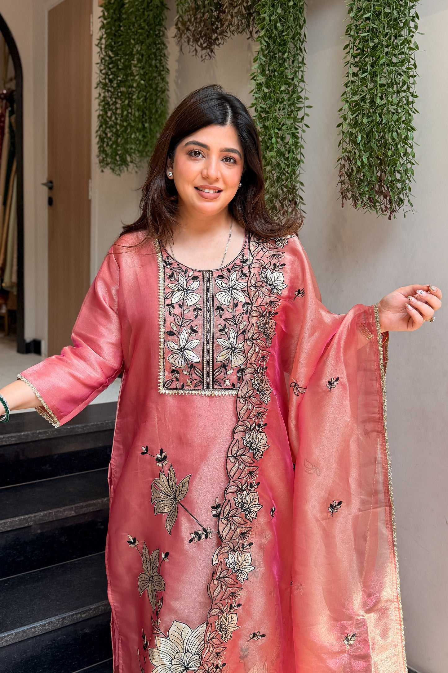 Advira Floral Embroidered Suit Set