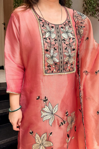 Advira Floral Embroidered Suit Set