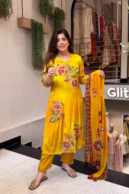 Zara Hand Painted & Embroidered Suit Set