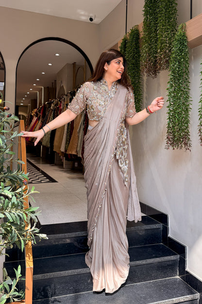 Zareya Hand Embroidered Drape Saree
