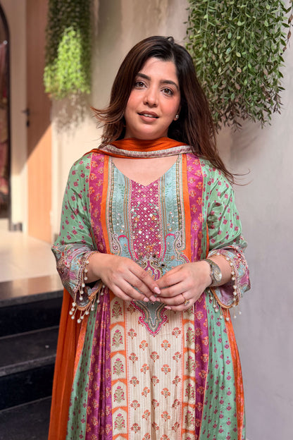 Husna Printed A Line Suit Set