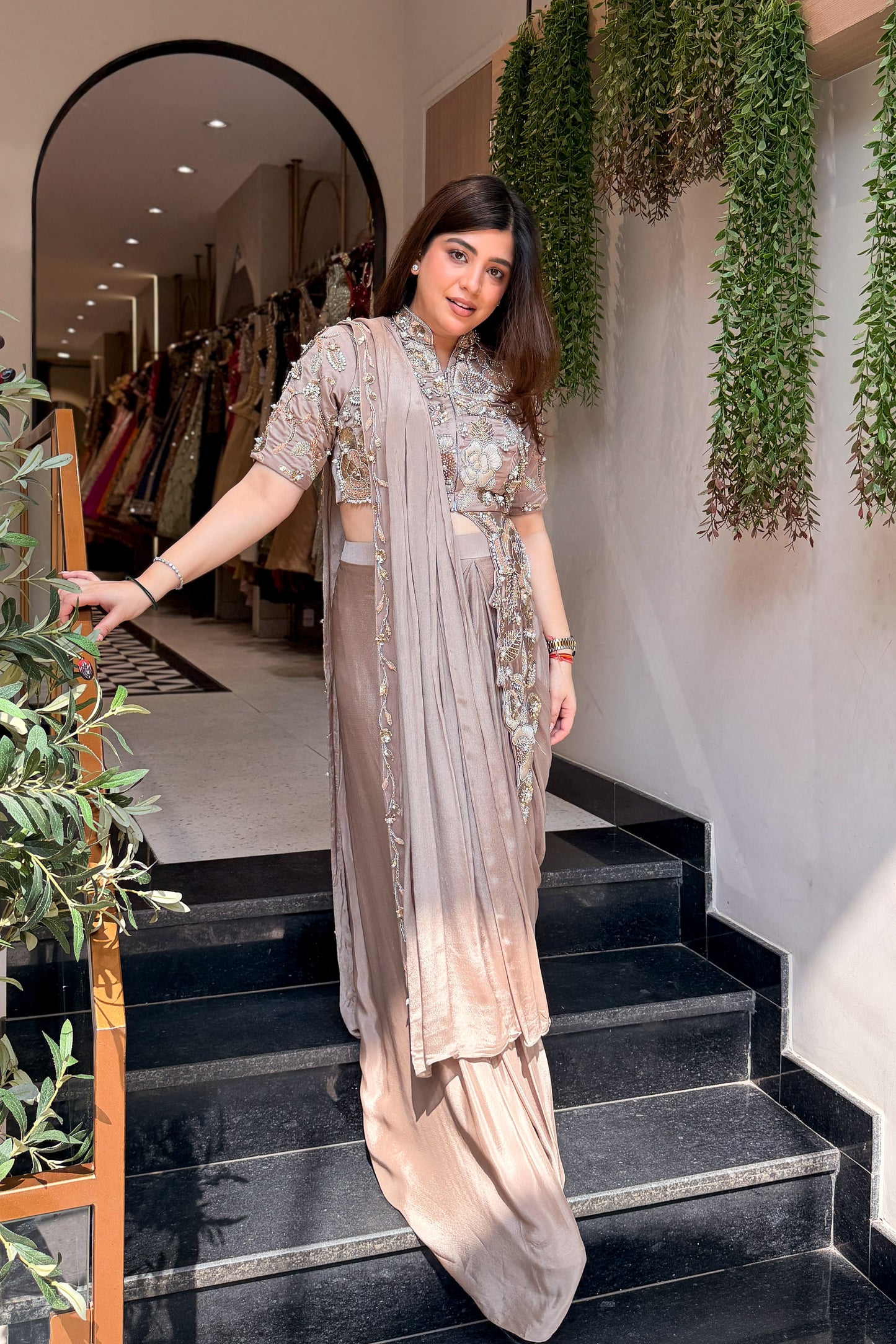 Zareya Hand Embroidered Drape Saree
