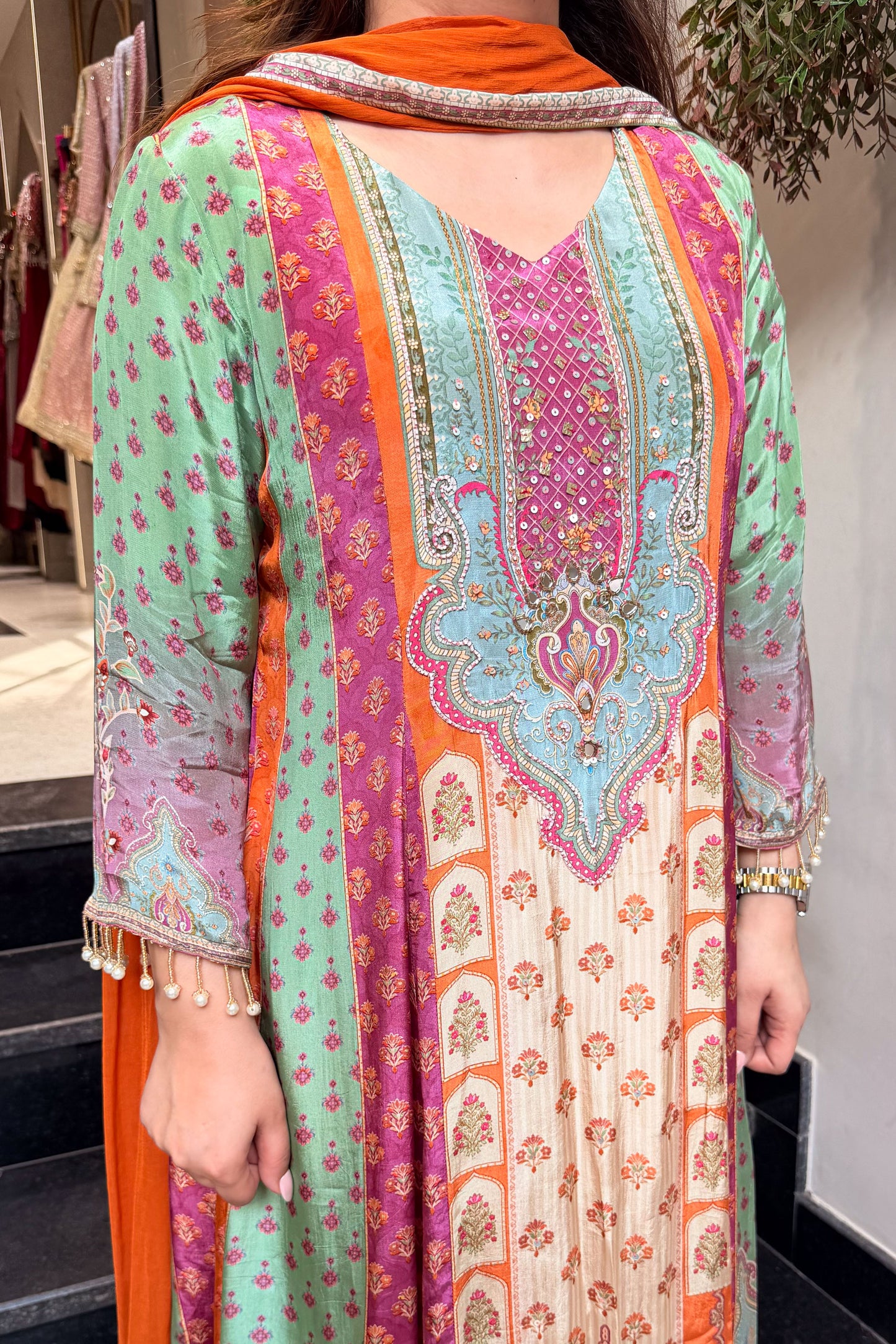 Husna Printed A Line Suit Set