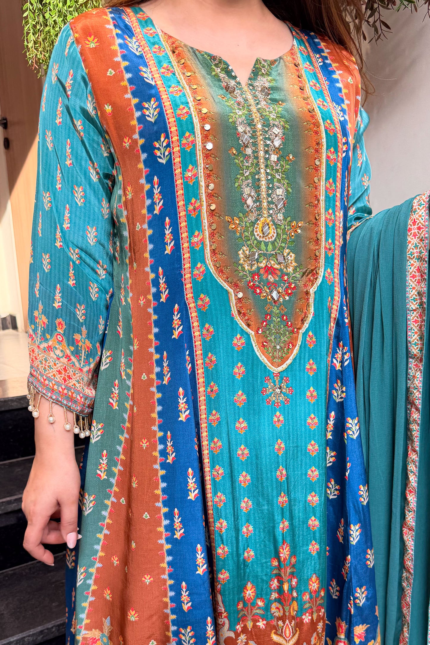Husna Printed A Line Suit Set