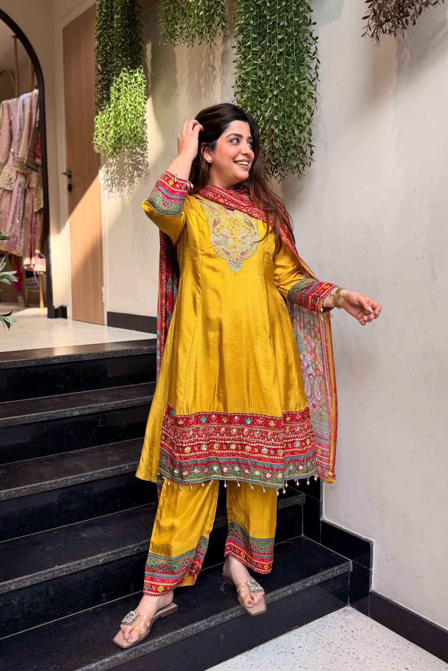 Aksara Embroidered Short Anarkali Set