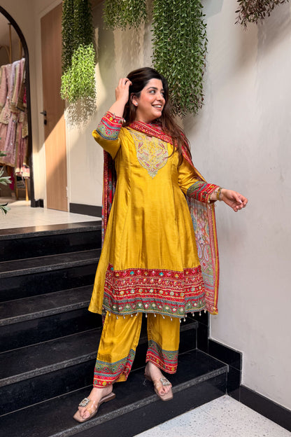 Aksara Embroidered Short Anarkali Set