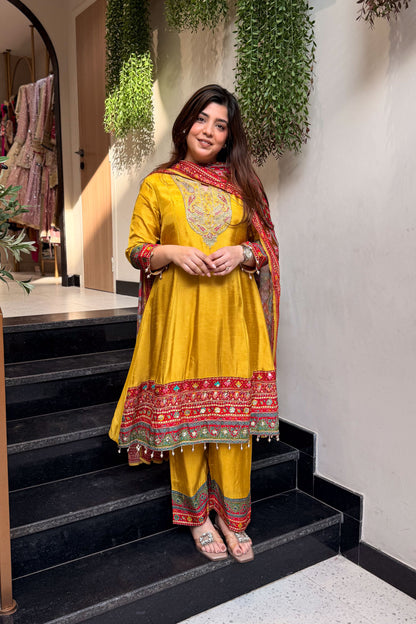 Aksara Embroidered Short Anarkali Set
