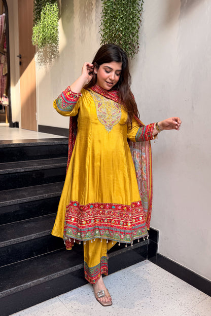 Aksara Embroidered Short Anarkali Set