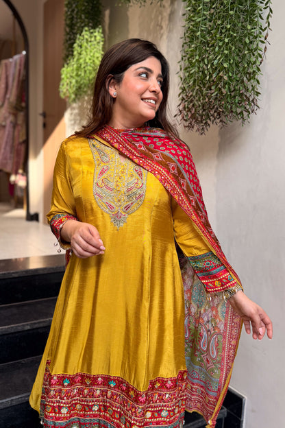Aksara Embroidered Short Anarkali Set
