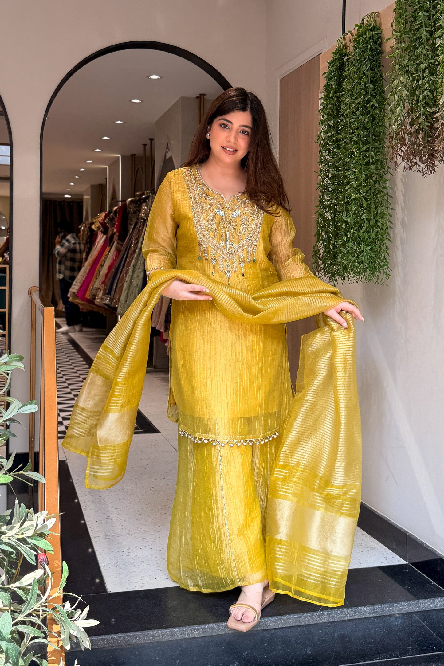 Yavika Tissue Embroidered Suit Set