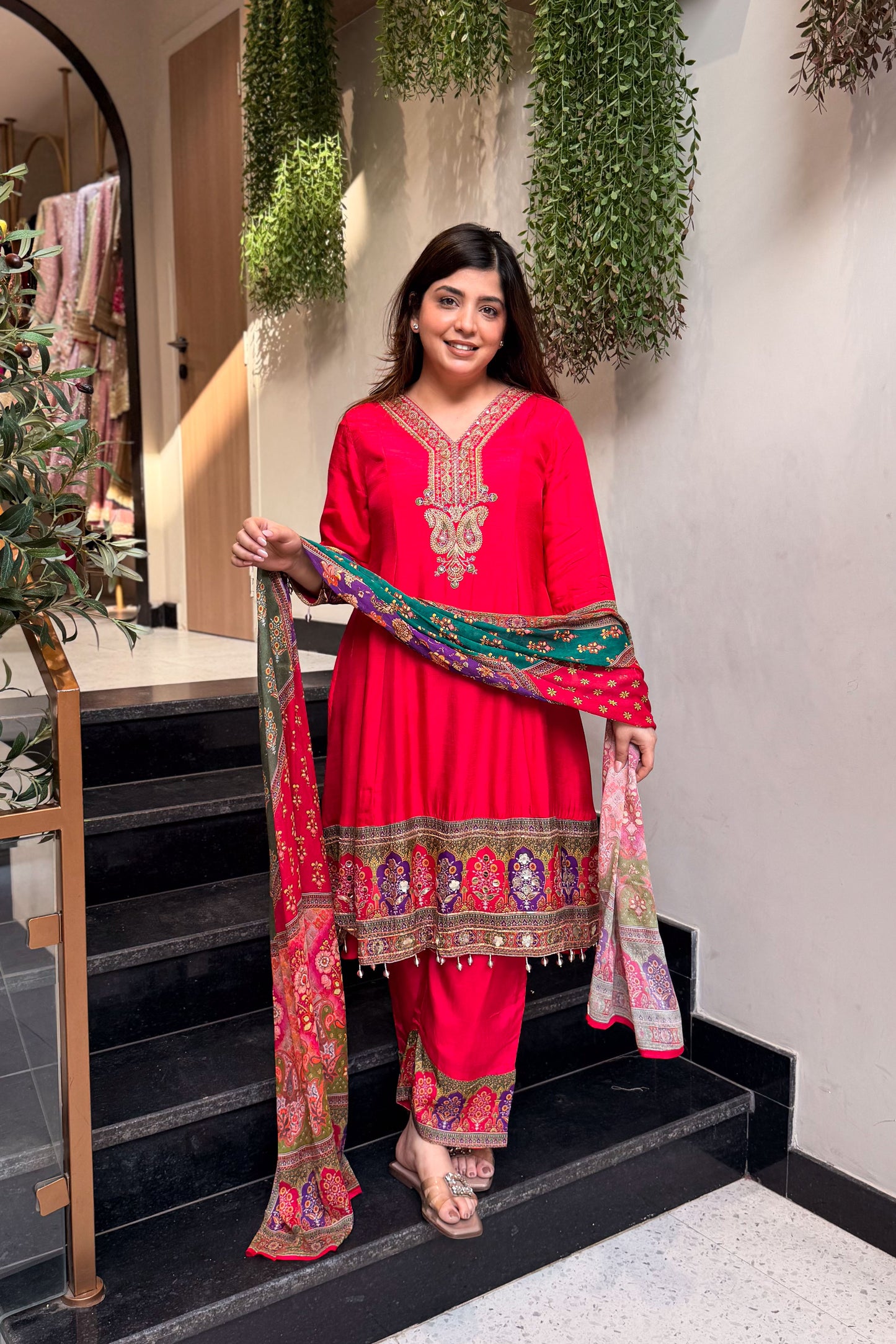 Aksara Embroidered Short Anarkali Set