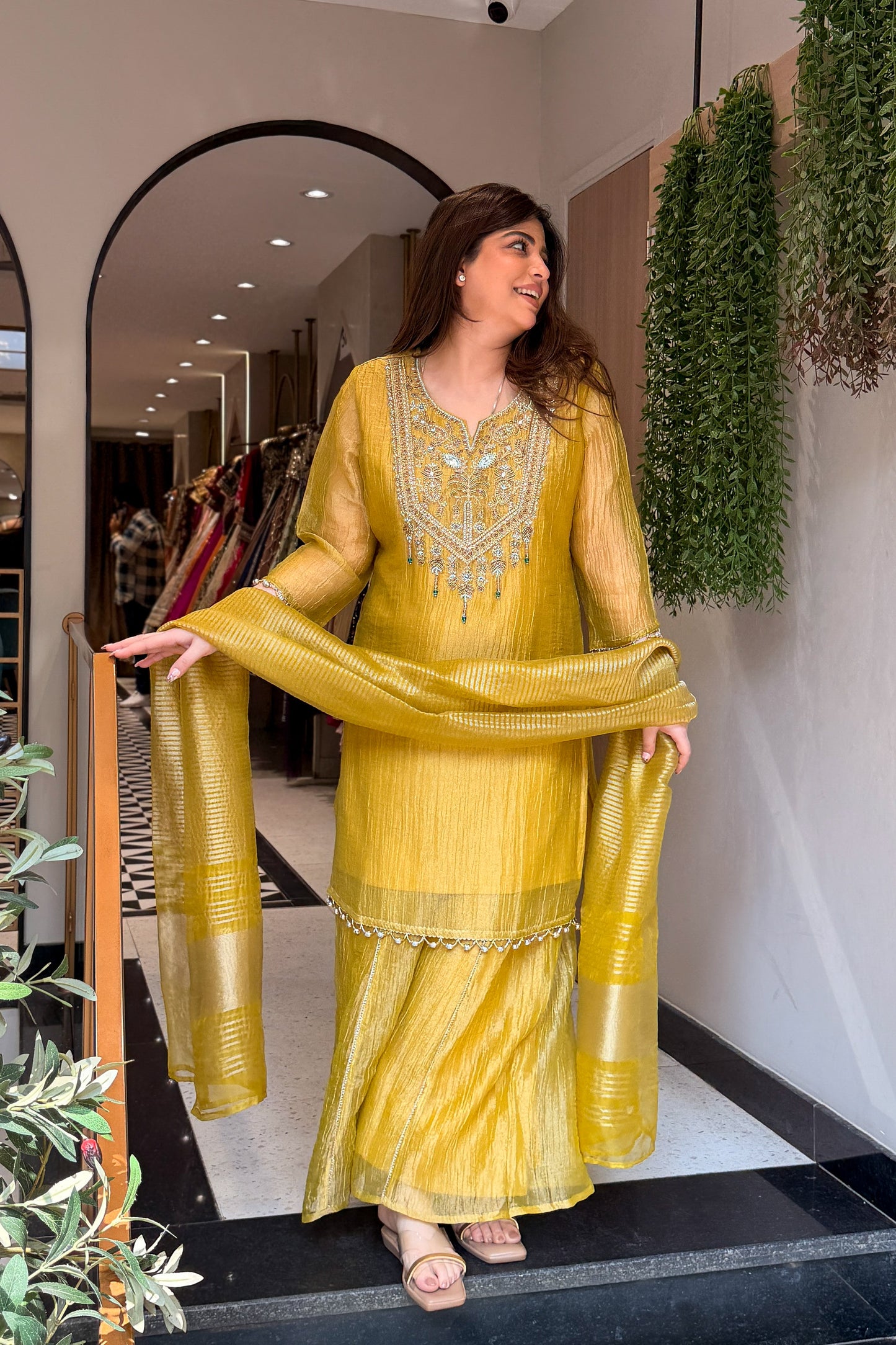 Yavika Tissue Embroidered Suit Set