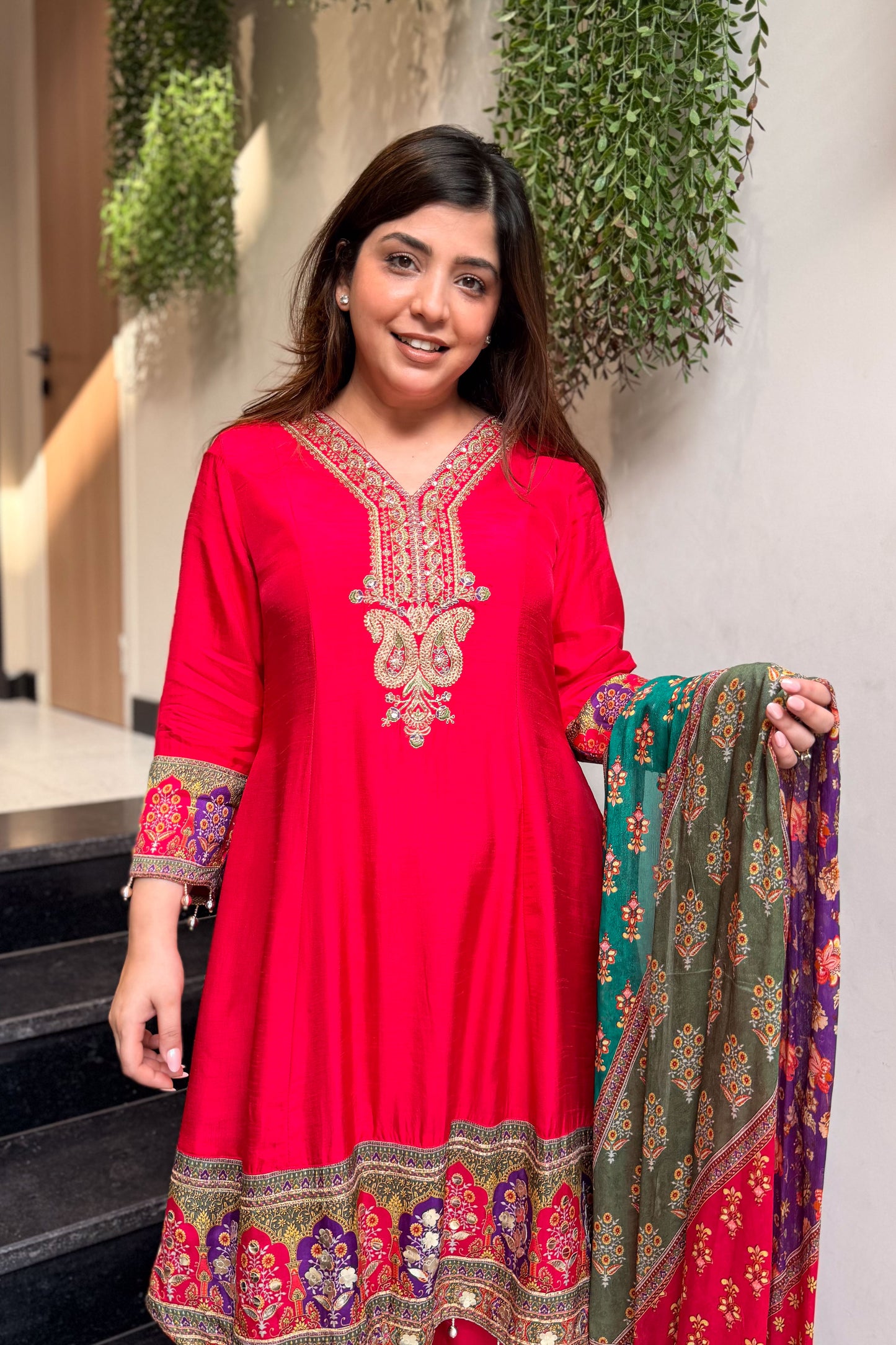 Aksara Embroidered Short Anarkali Set