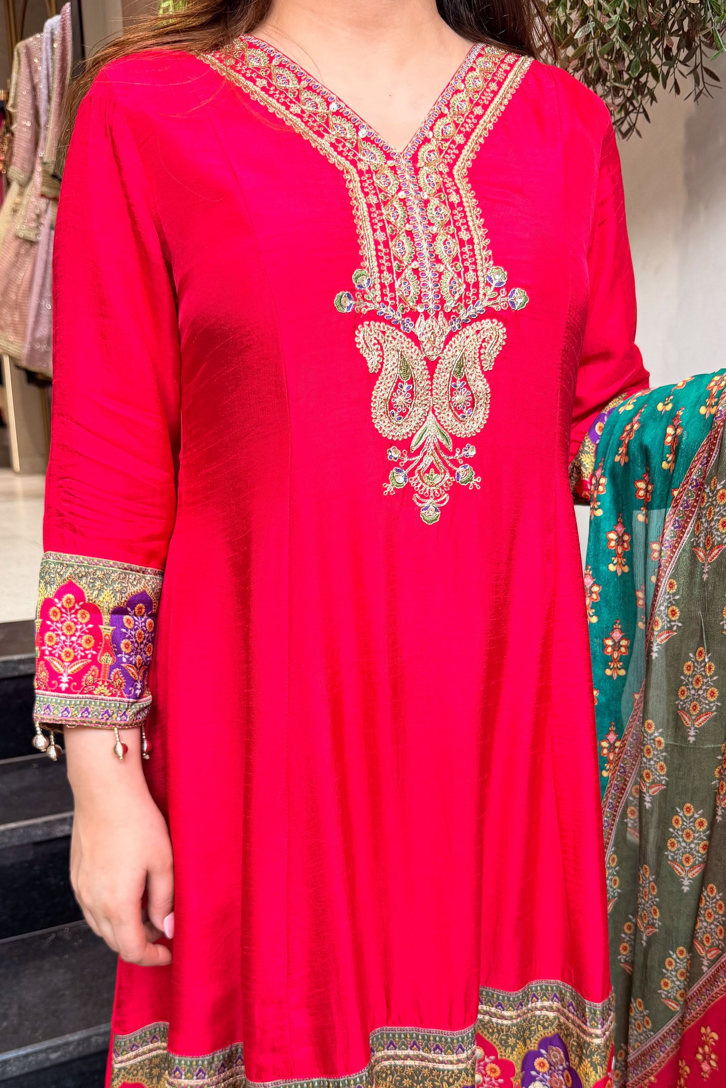 Aksara Embroidered Short Anarkali Set