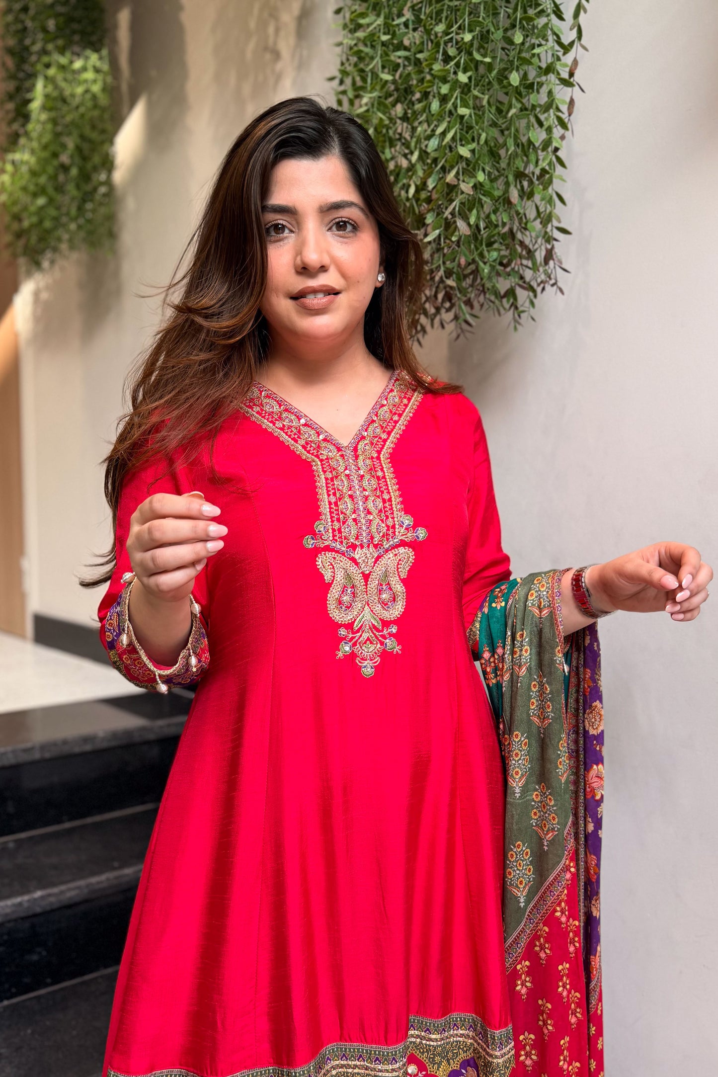 Aksara Embroidered Short Anarkali Set