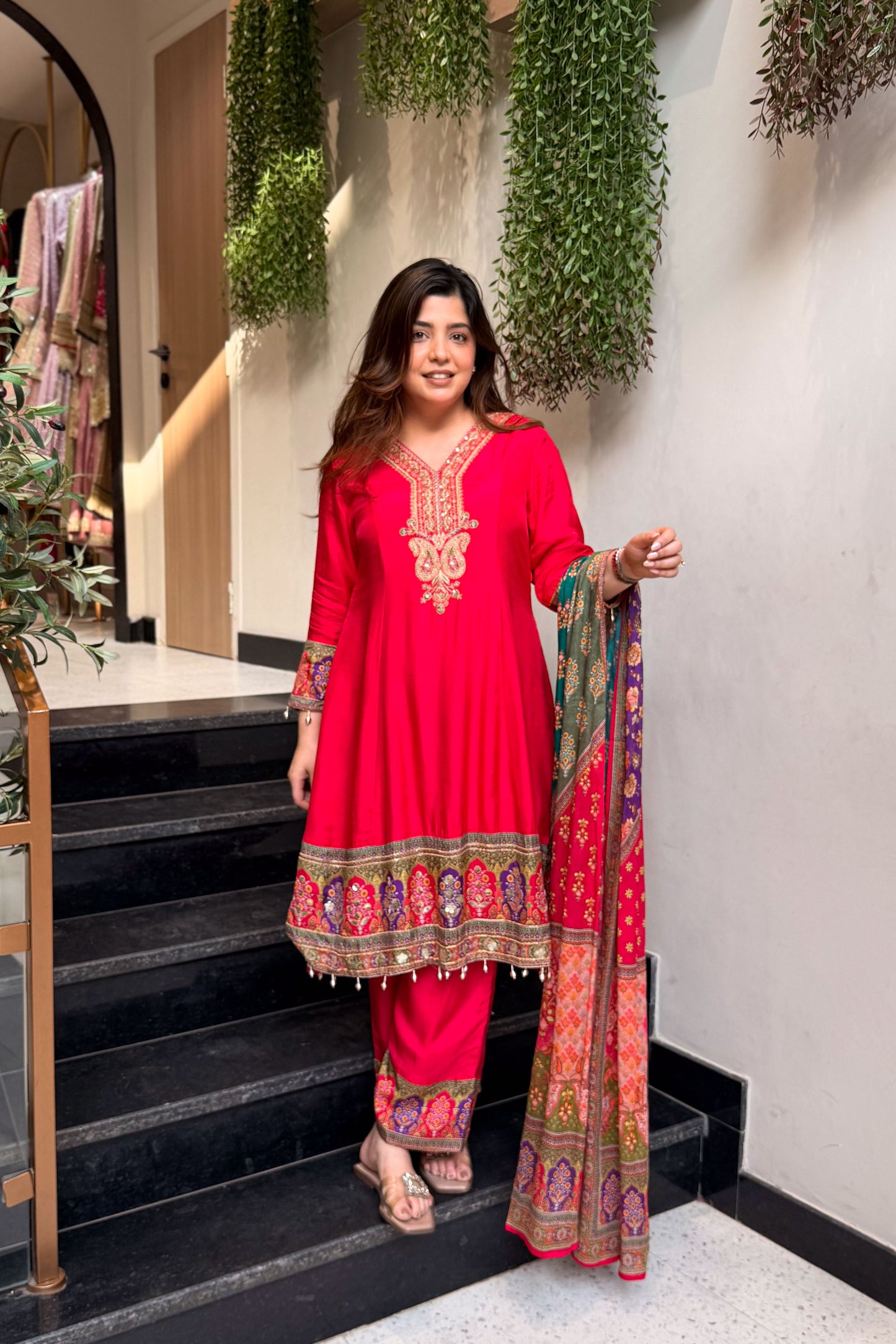 Aksara Embroidered Short Anarkali Set