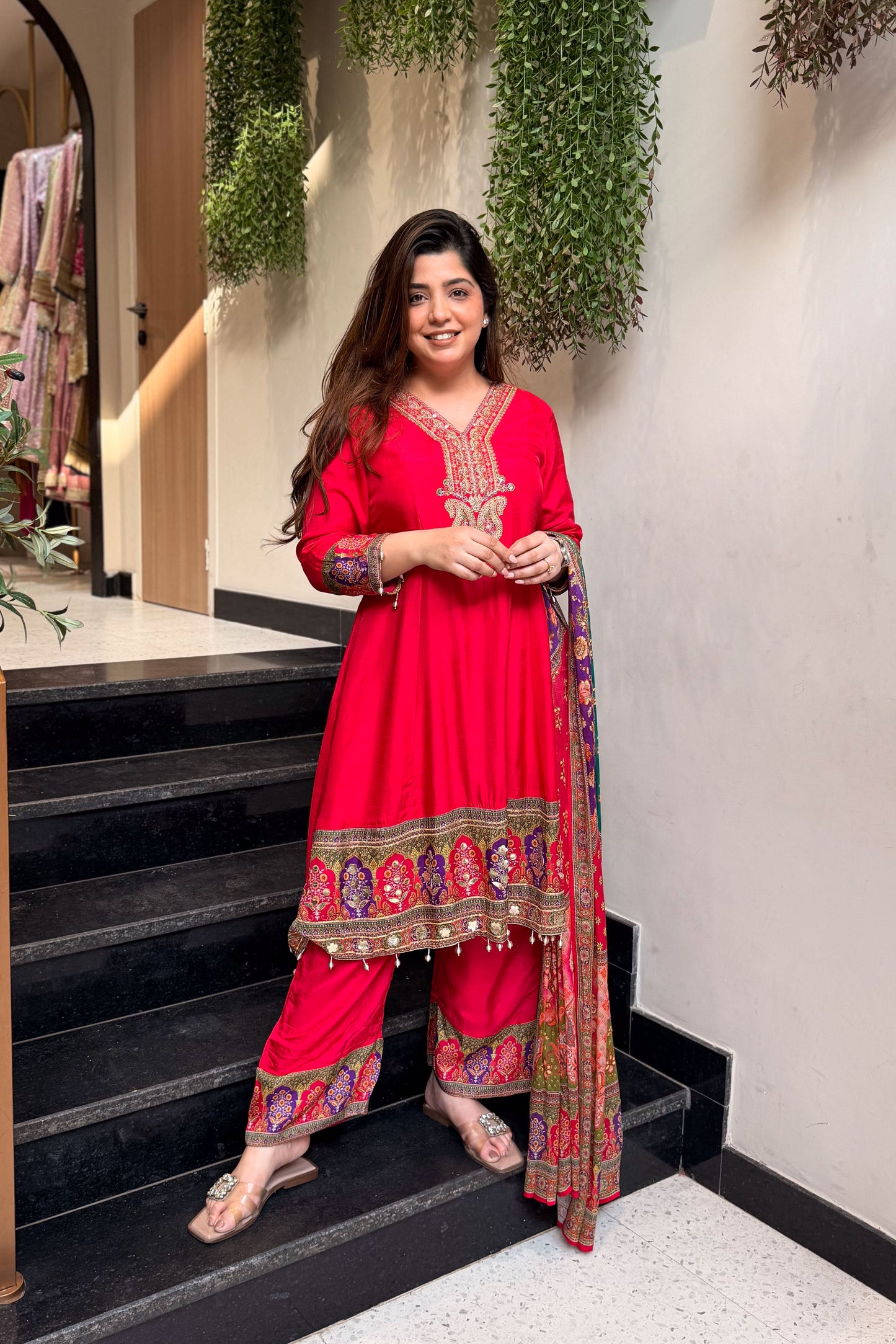 Aksara Embroidered Short Anarkali Set