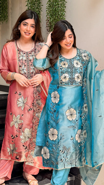 Advira Floral Embroidered Suit Set