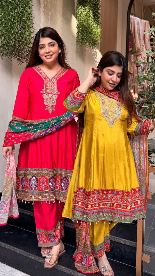 Aksara Embroidered Short Anarkali Set