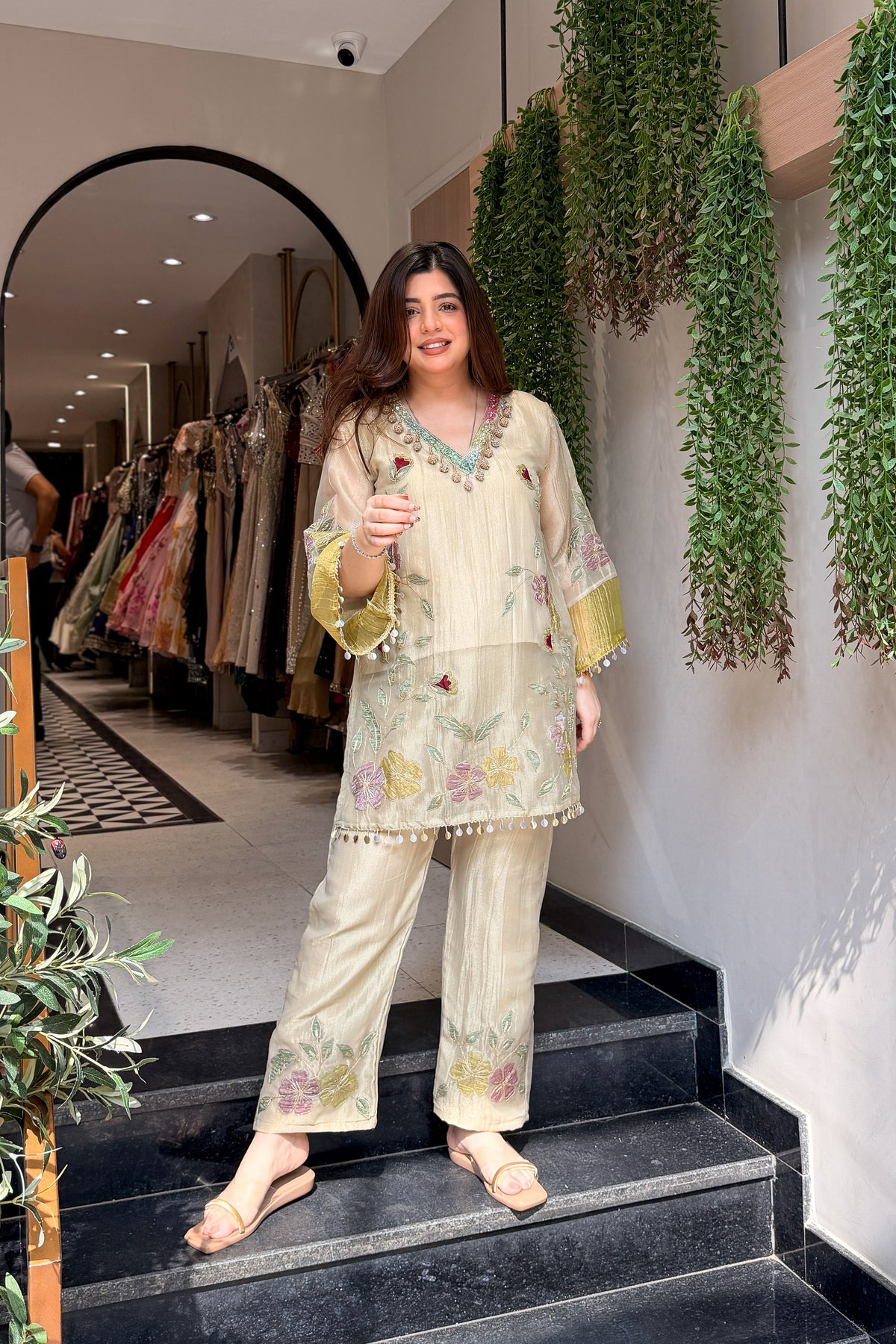 Sanmati Embroidered Tissue Co ord Set