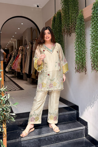 Sanmati Embroidered Tissue Co ord Set