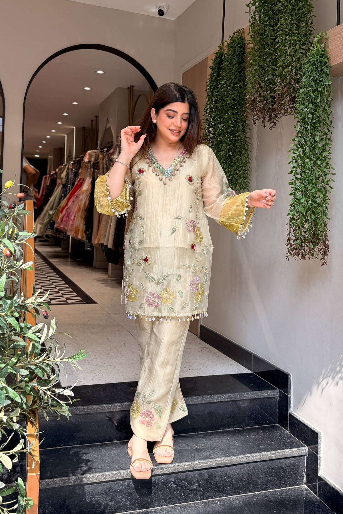 Sanmati Embroidered Tissue Co ord Set