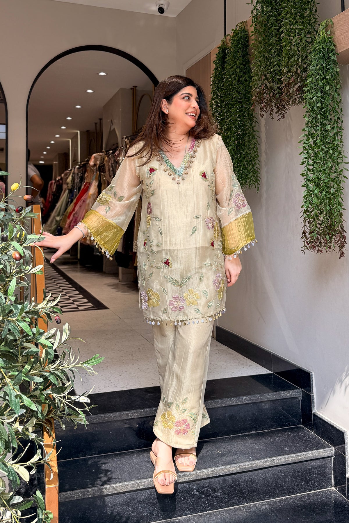 Sanmati Embroidered Tissue Co ord Set