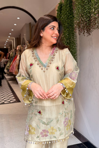 Sanmati Embroidered Tissue Co ord Set