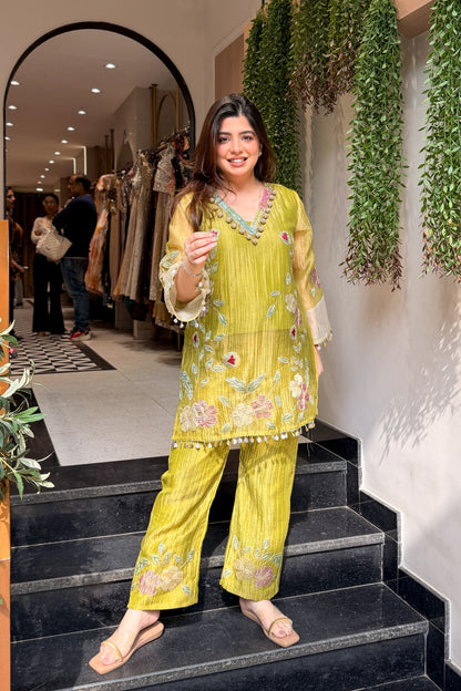Sanmati Embroidered Tissue Co ord Set
